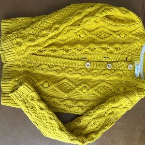 Mini Boden Yellow Cable Knit Cardigan size 8-9